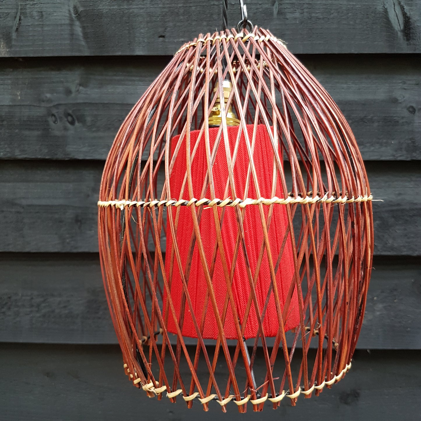 1960's Pair of Rattan Cane Pendant Ceiling Lamps