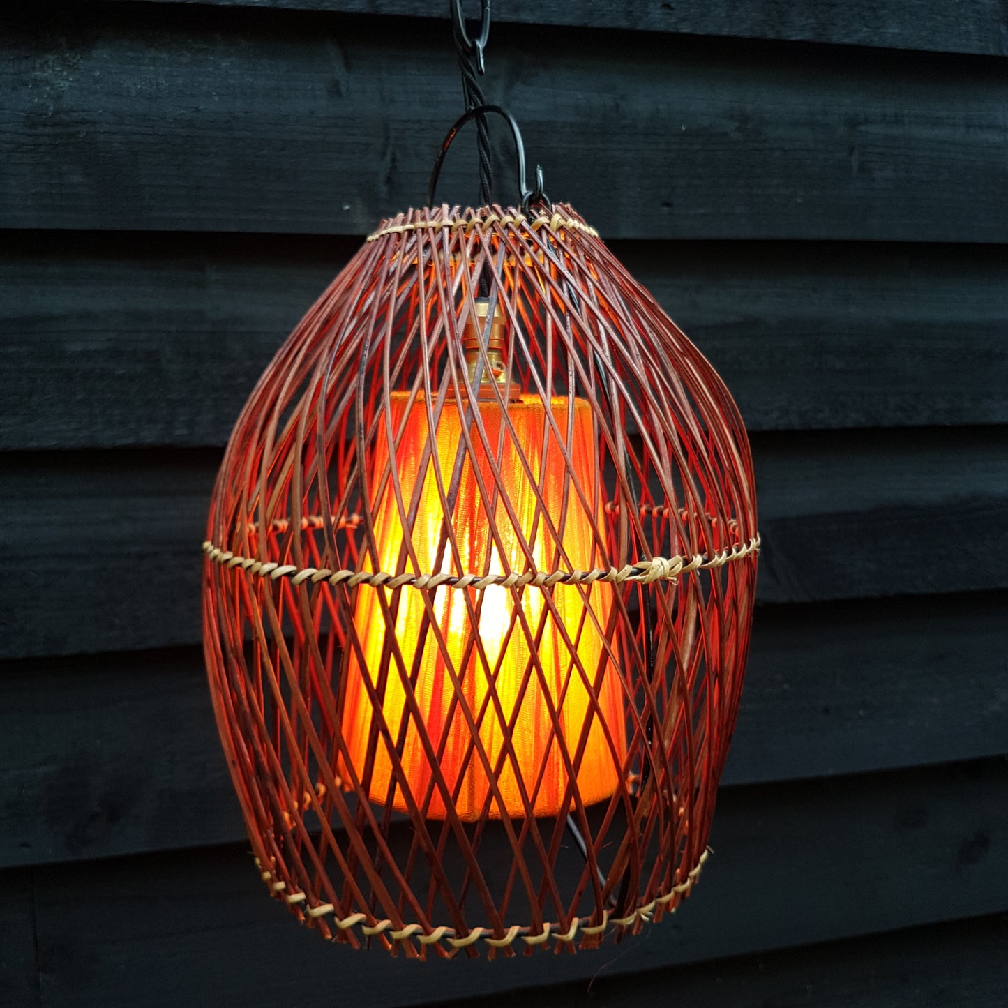 1960's Pair of Rattan Cane Pendant Ceiling Lamps