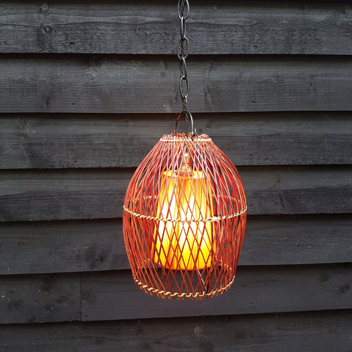 1960's Pair of Rattan Cane Pendant Ceiling Lamps