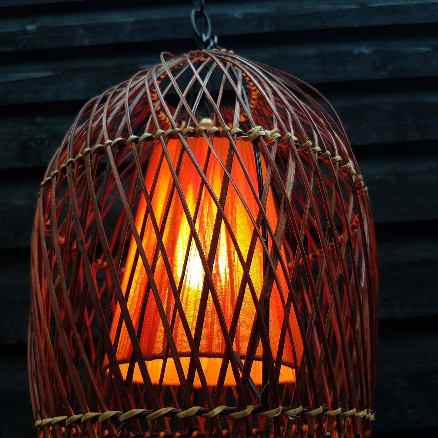 1960's Pair of Rattan Cane Pendant Ceiling Lamps