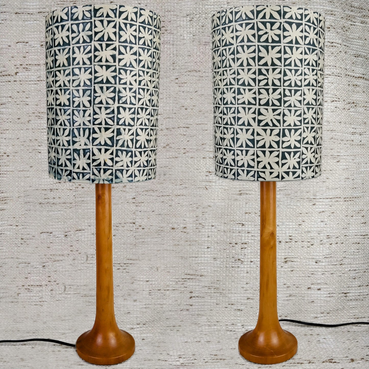 Pair of Italian Fruitwood Turned Table Lamps