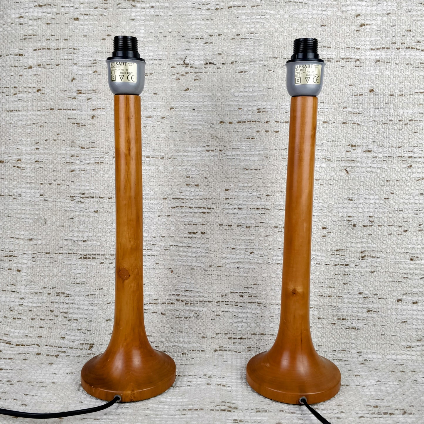 Pair of Italian Fruitwood Turned Table Lamps