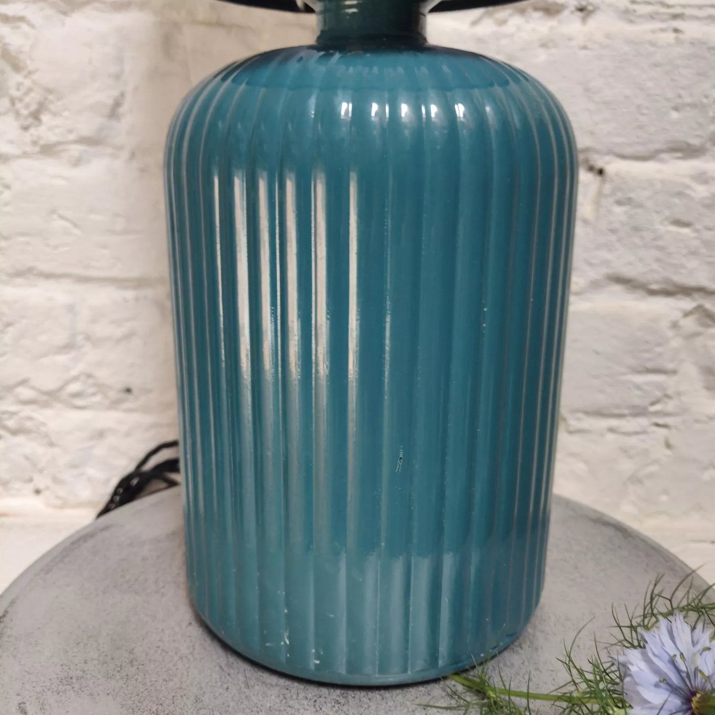 Glass Table Lamp Studio Pottery Teal 30cm High