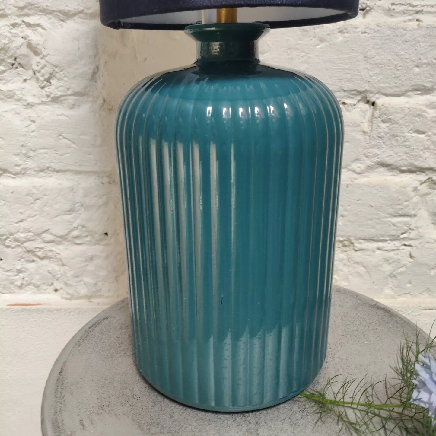 Glass Table Lamp Studio Pottery Teal 30cm High