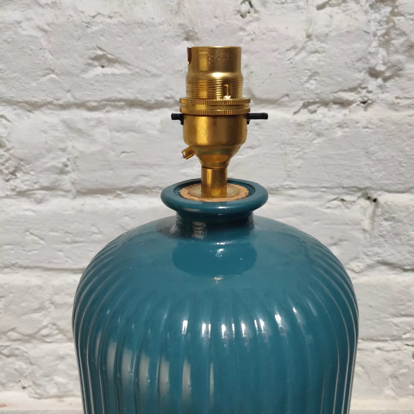 Glass Table Lamp Studio Pottery Teal 30cm High