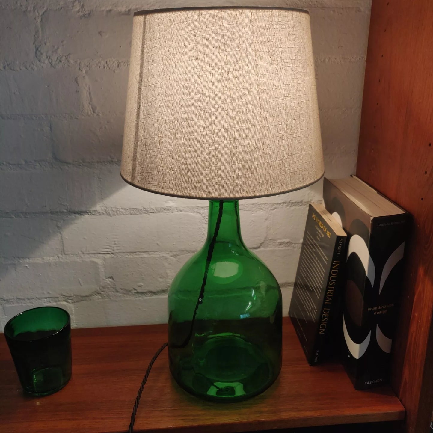 Green Glass Carboy Table Lamp
