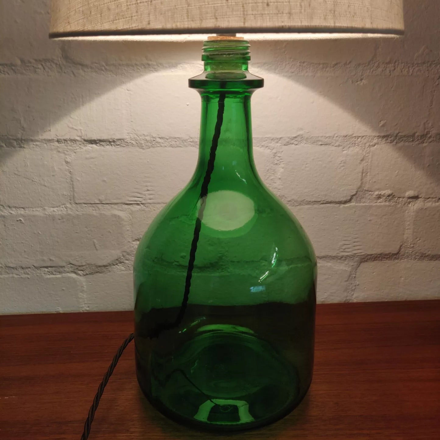 Green Glass Carboy Table Lamp
