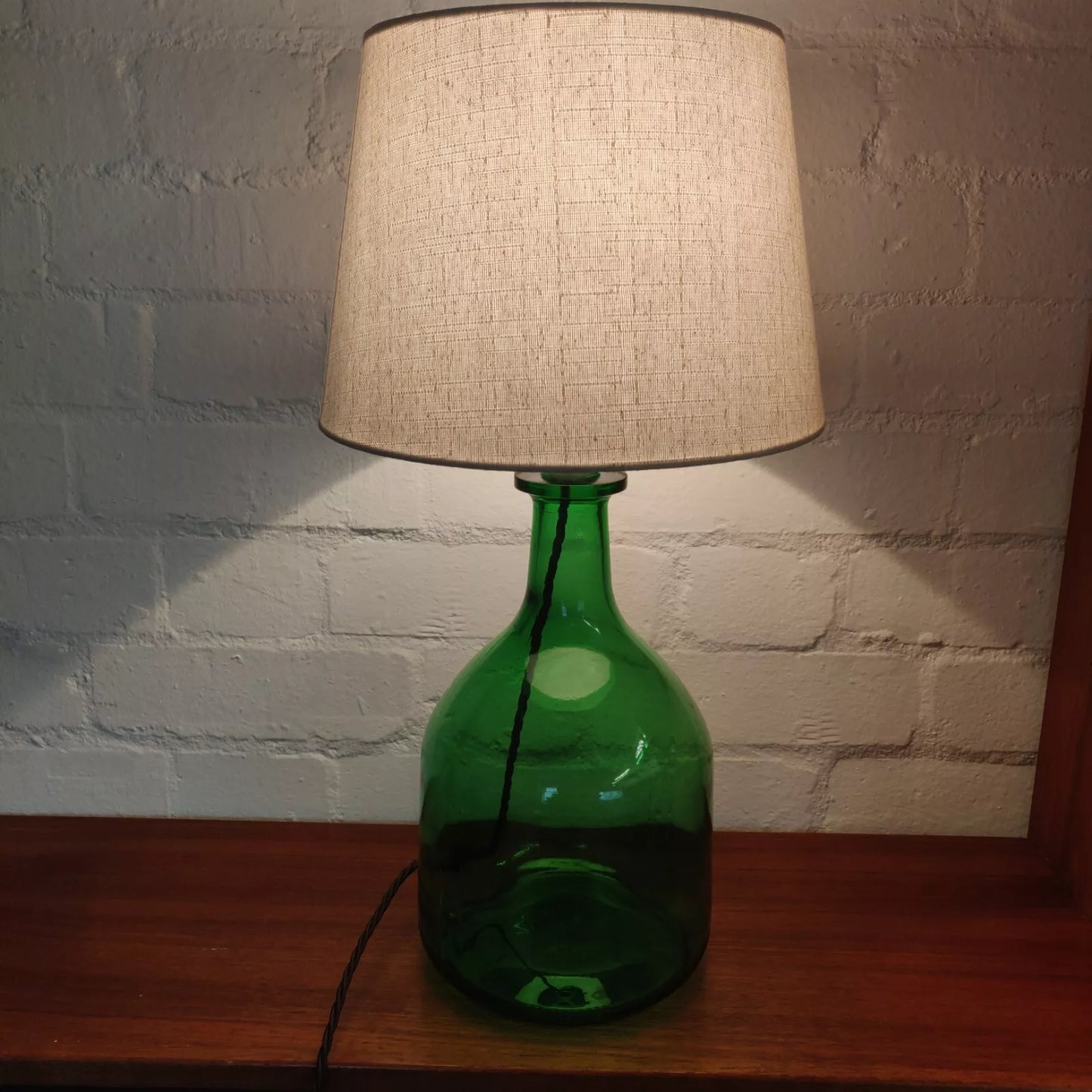 Green Glass Carboy Table Lamp
