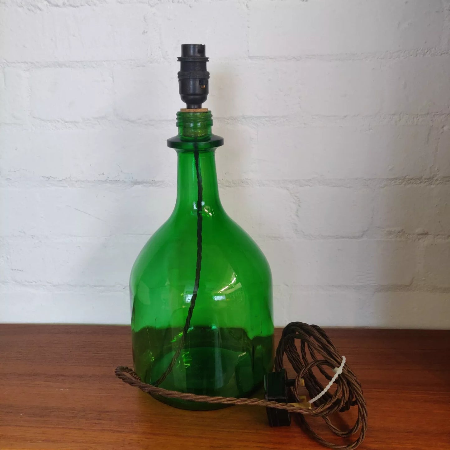 Green Glass Carboy Table Lamp