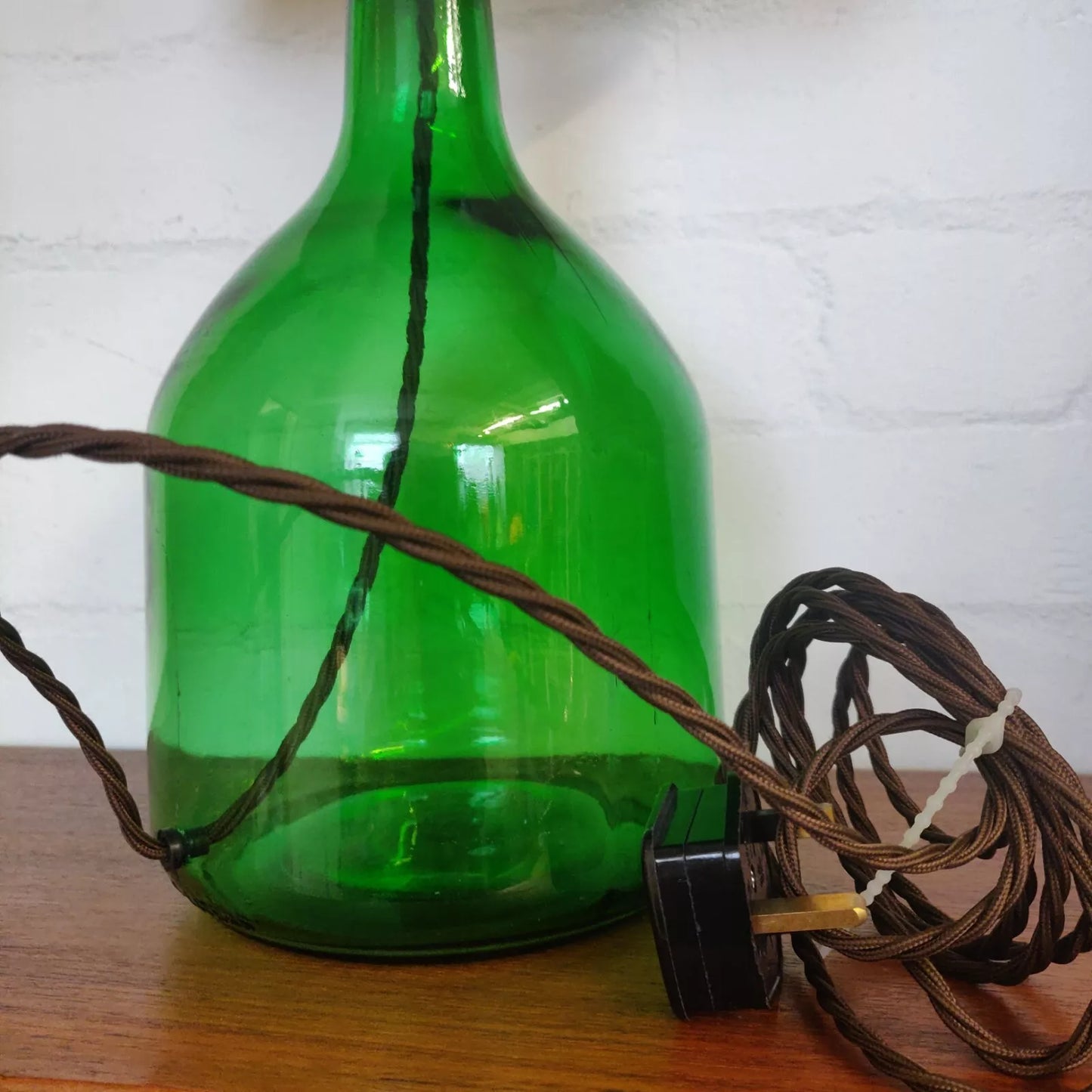 Green Glass Carboy Table Lamp