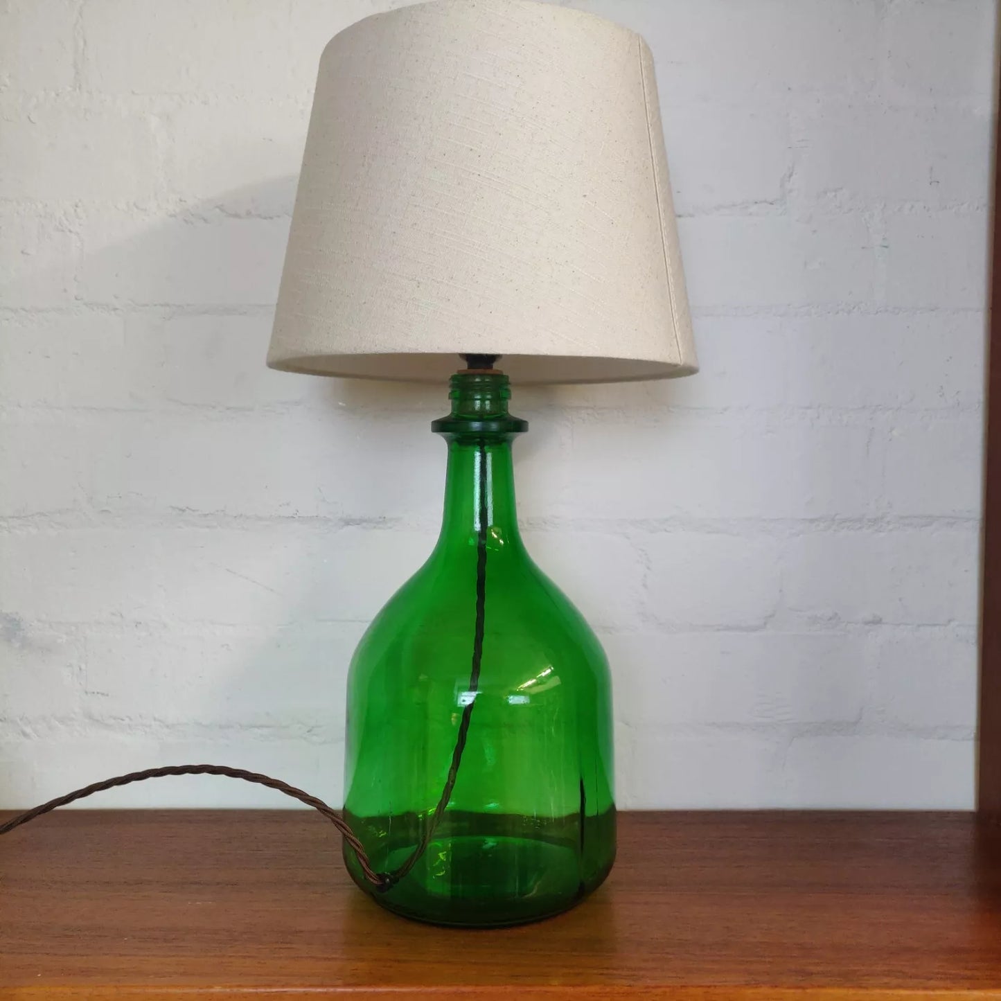 Green Glass Carboy Table Lamp