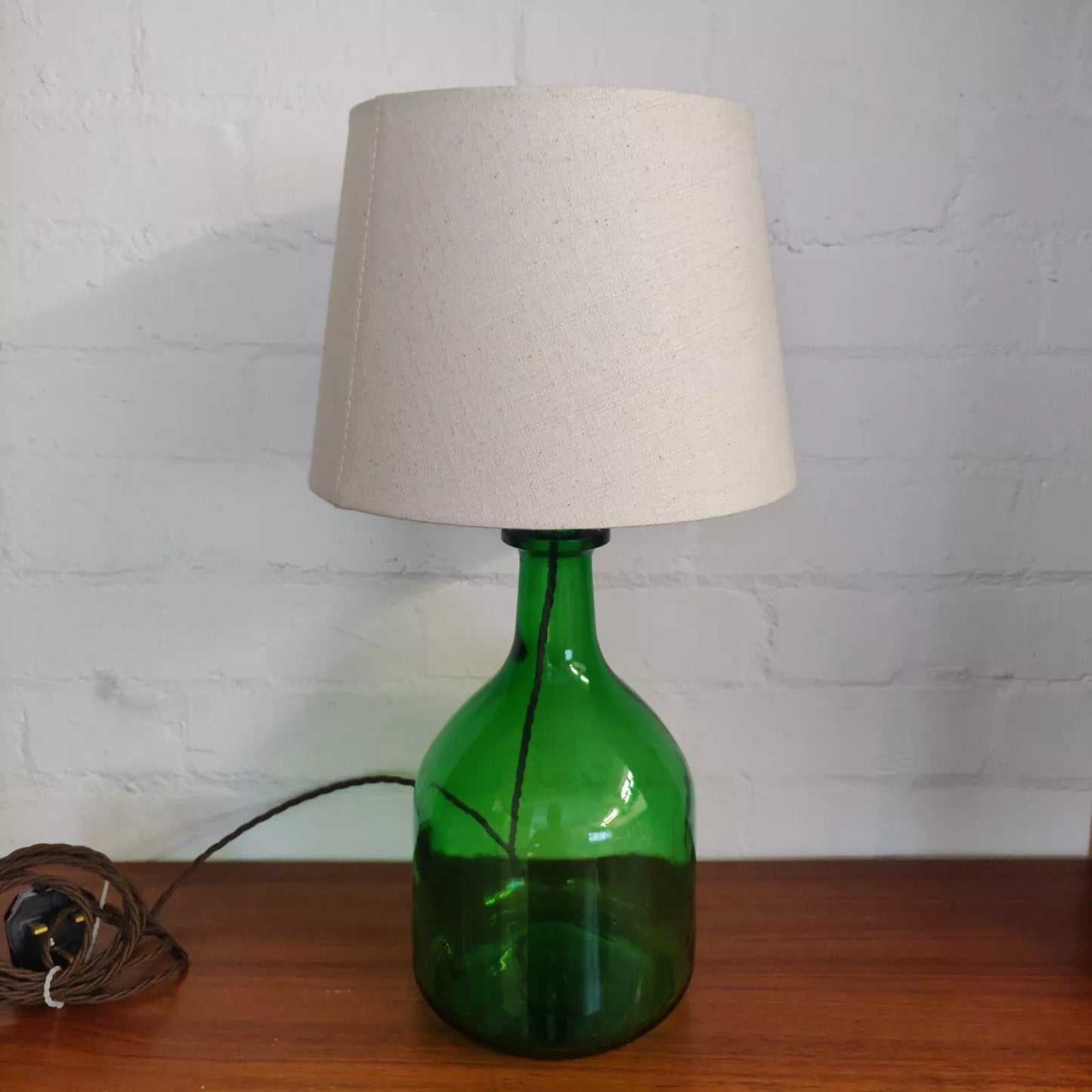 Green Glass Carboy Table Lamp
