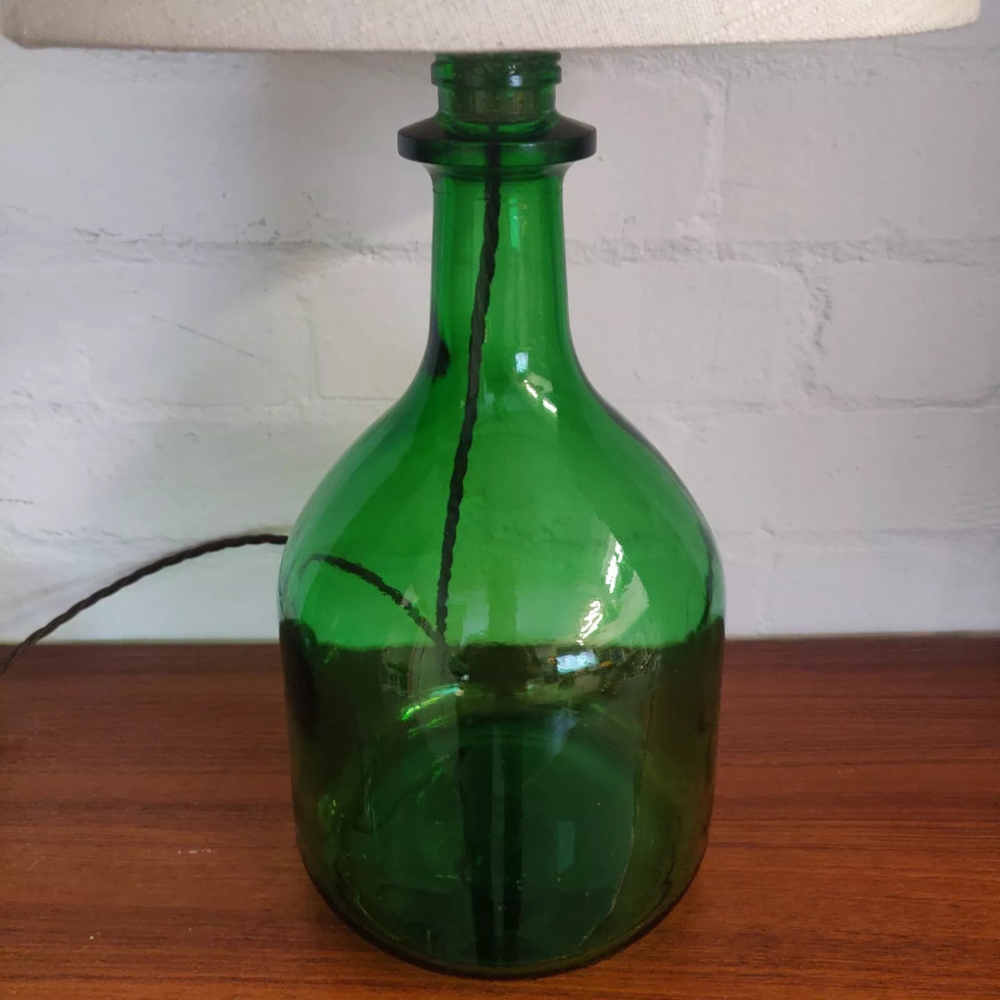 Green Glass Carboy Table Lamp
