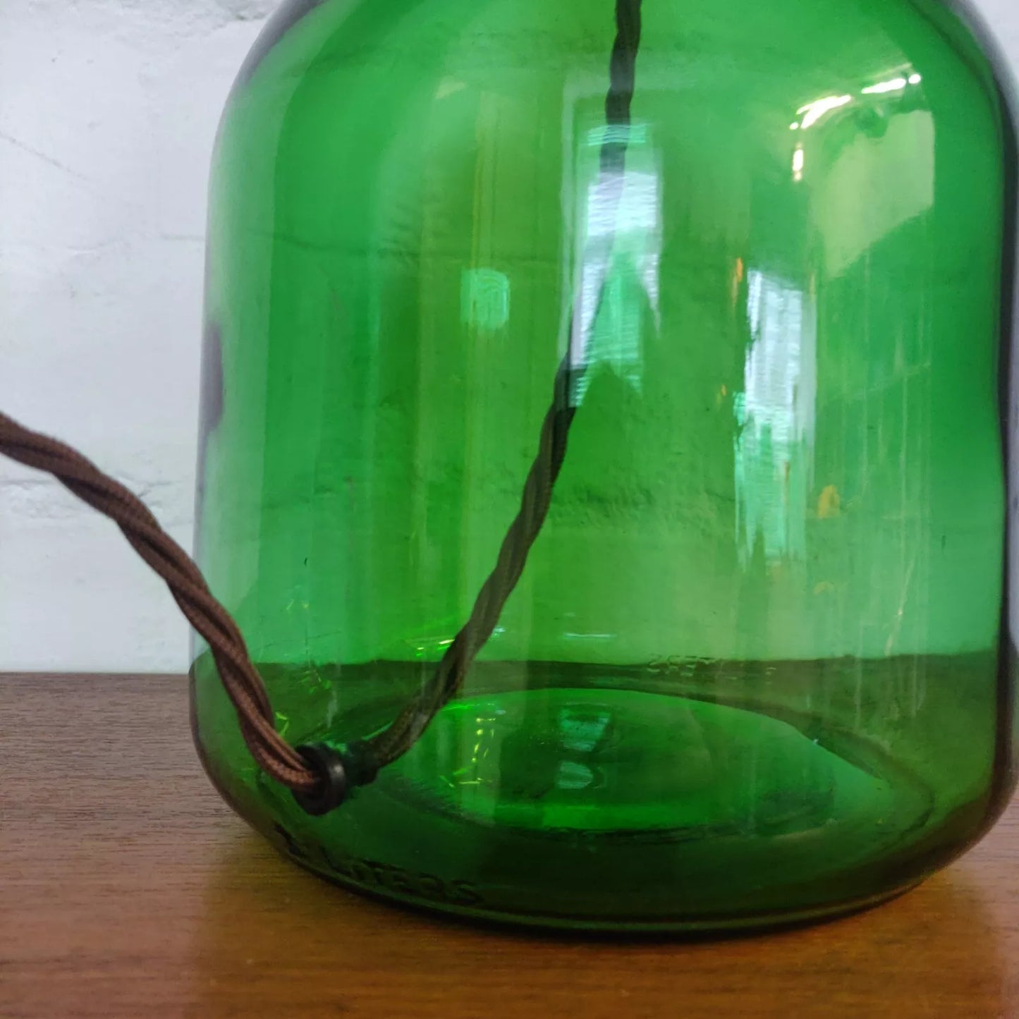 Green Glass Carboy Table Lamp