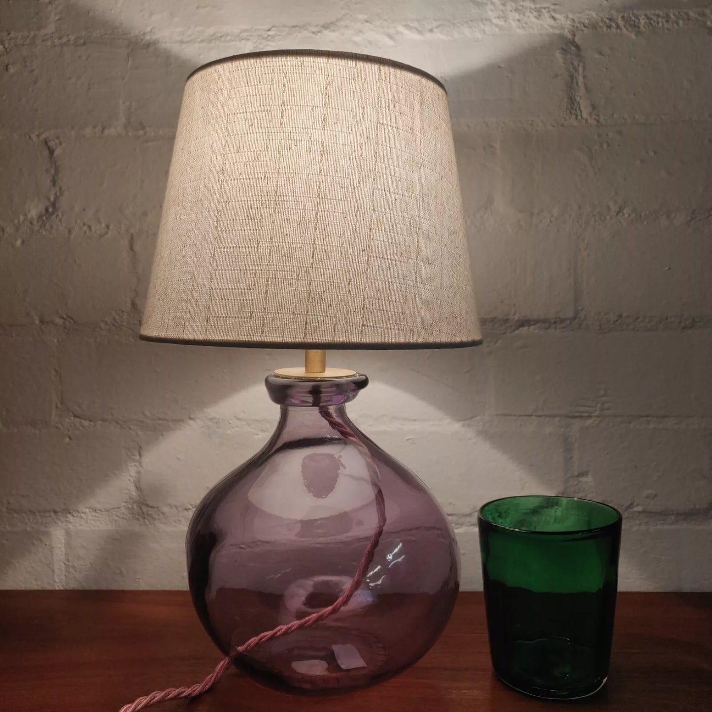 Purple Table Lamp Recycled Glass Bottle