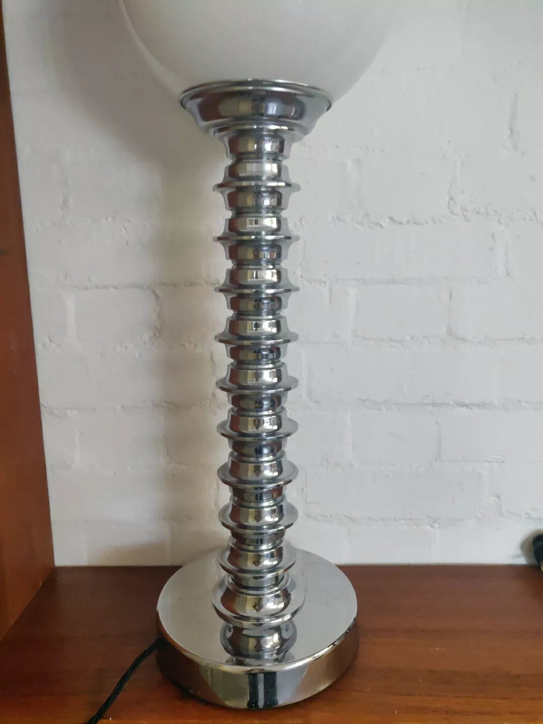 1930's Futurist Chrome & Glass Globe Table Lamp