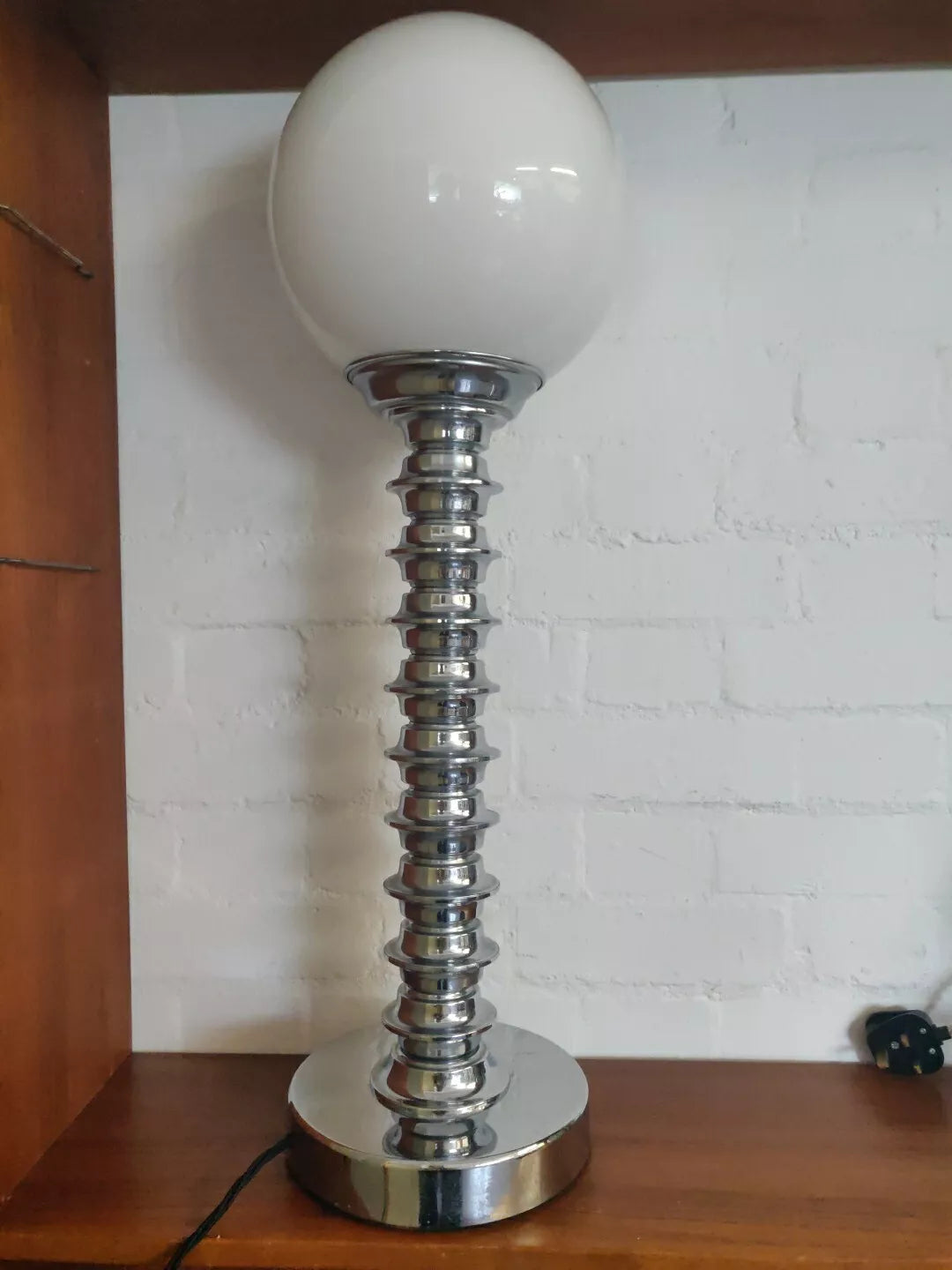 1930's Futurist Chrome & Glass Globe Table Lamp