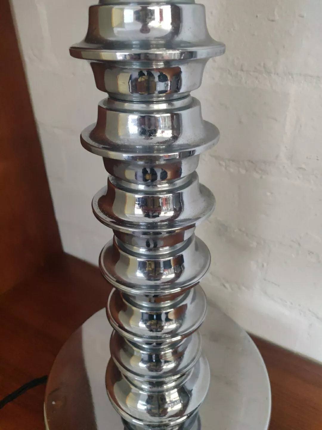 1930's Futurist Chrome & Glass Globe Table Lamp