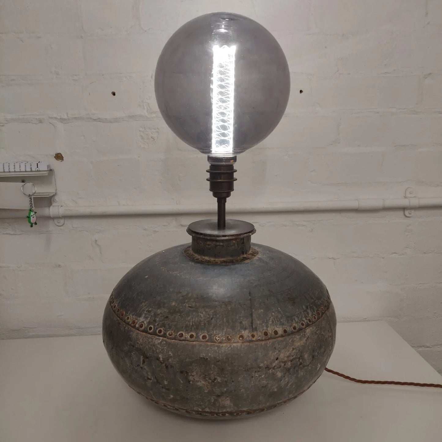 Antique Indian Water Jug Lamp Conversion Table Lamp