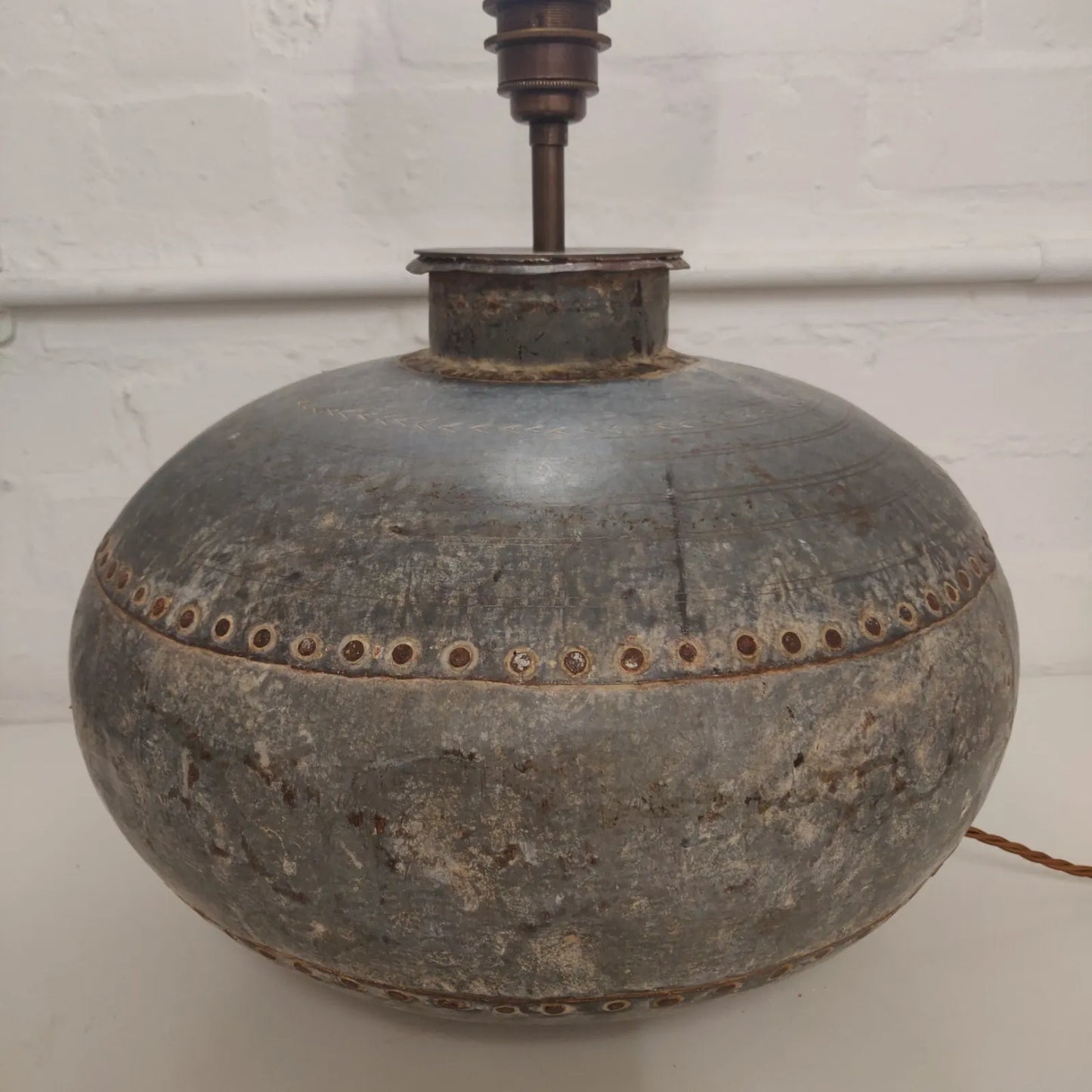 Antique Indian Water Jug Lamp Conversion Table Lamp