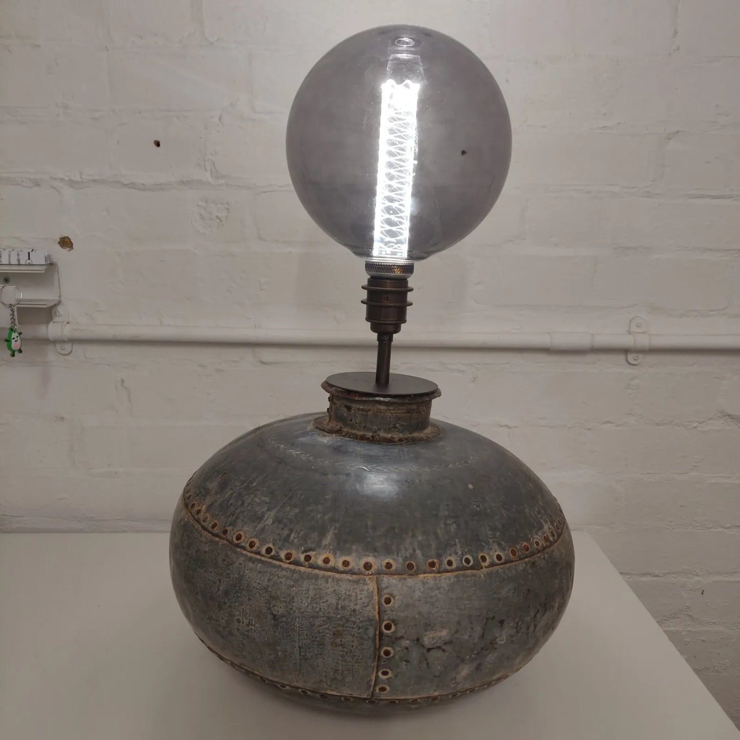 Antique Indian Water Jug Lamp Conversion Table Lamp