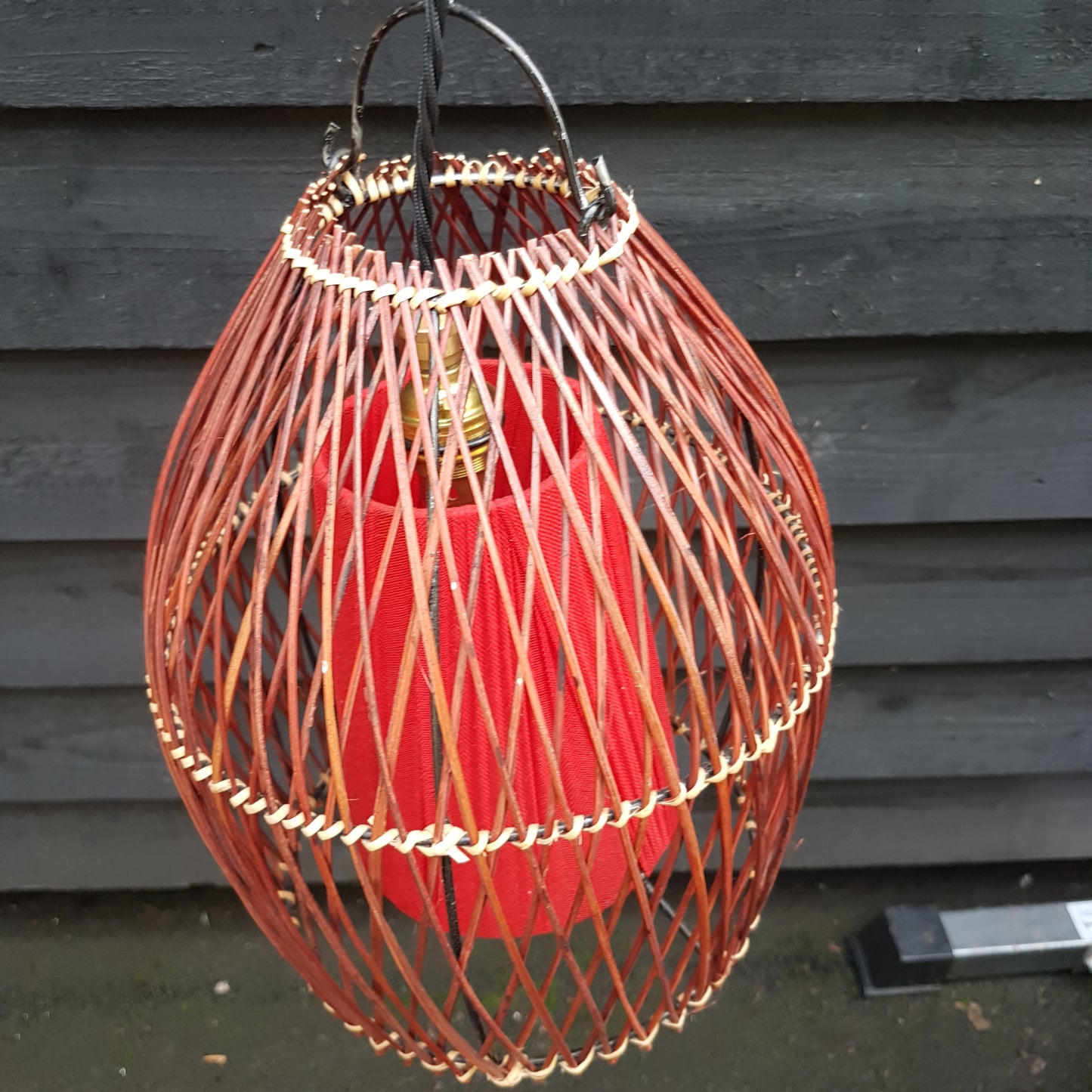 1960's Pair of Rattan Cane Pendant Ceiling Lamps