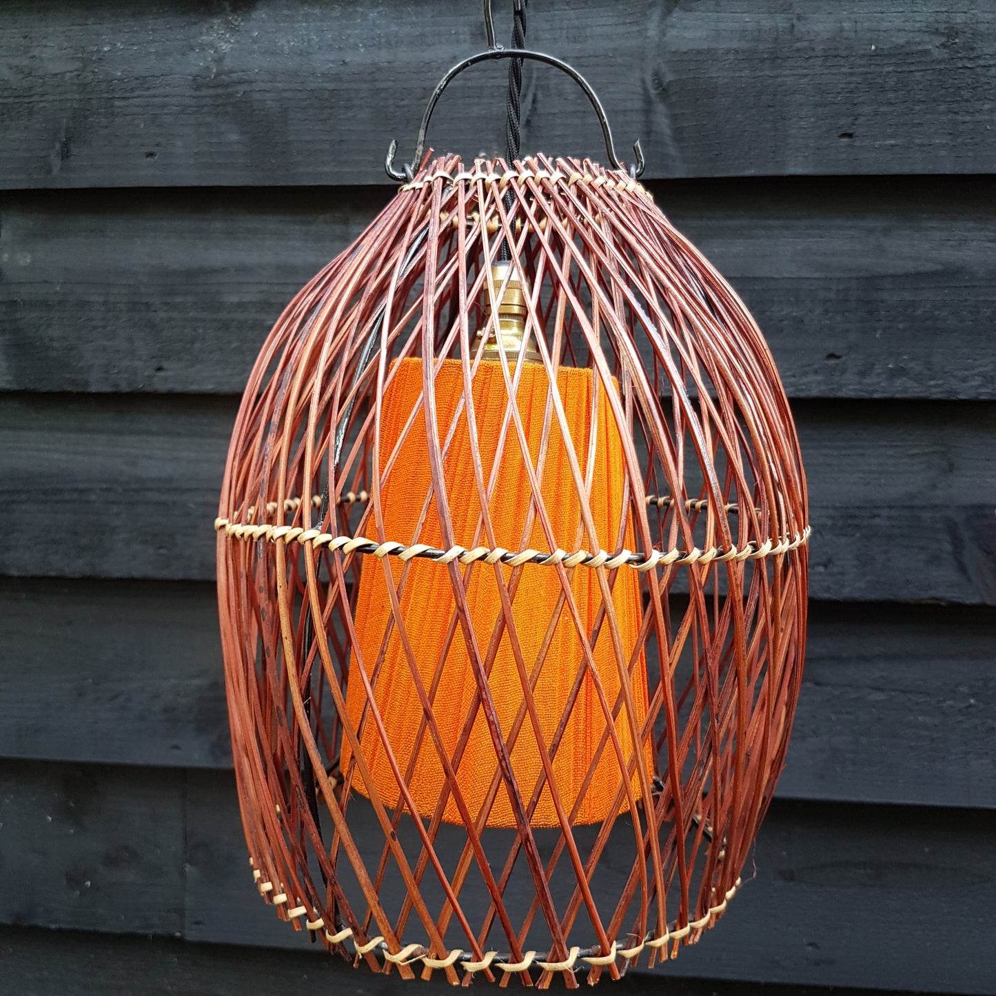 1960's Pair of Rattan Cane Pendant Ceiling Lamps