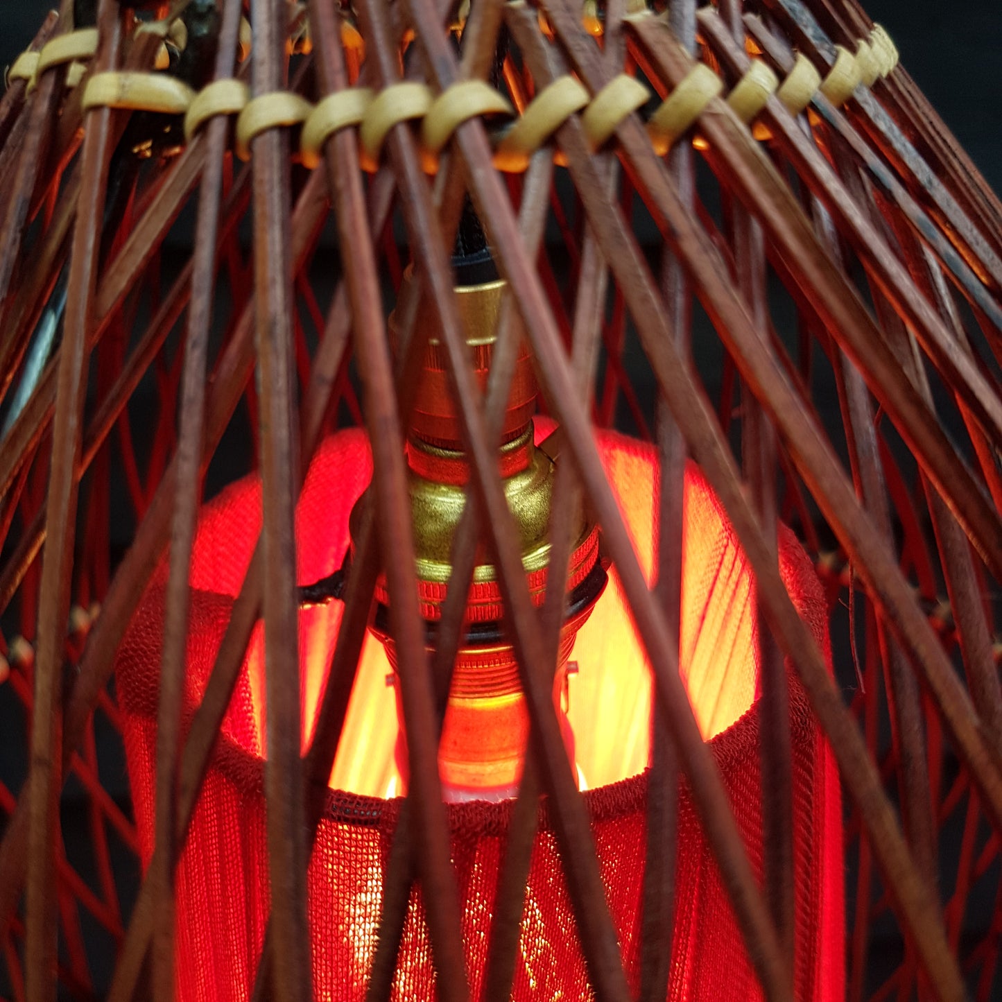 1960's Pair of Rattan Cane Pendant Ceiling Lamps