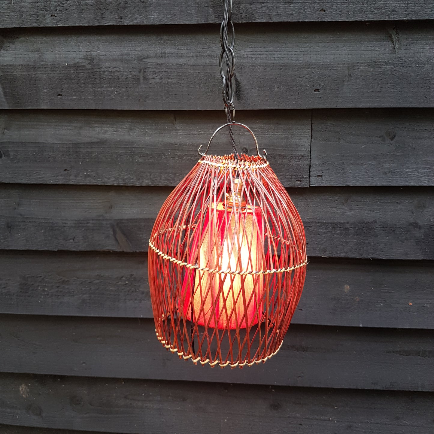 1960's Pair of Rattan Cane Pendant Ceiling Lamps