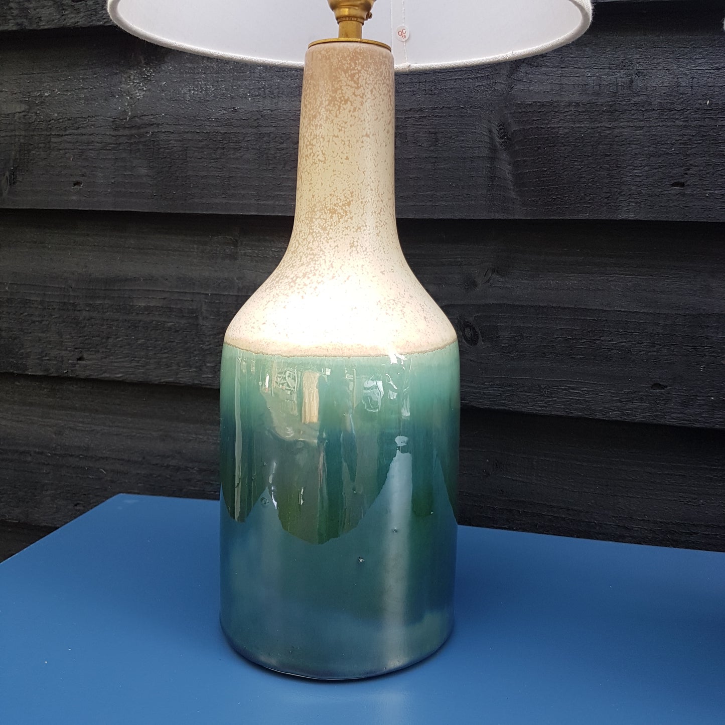 Pair Of Ceramic Table Lamps Studio Pottery Turquoise Glaze 40cm High