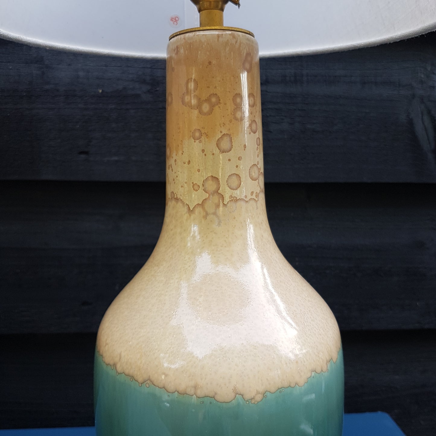 Pair Of Ceramic Table Lamps Studio Pottery Turquoise Glaze 40cm High