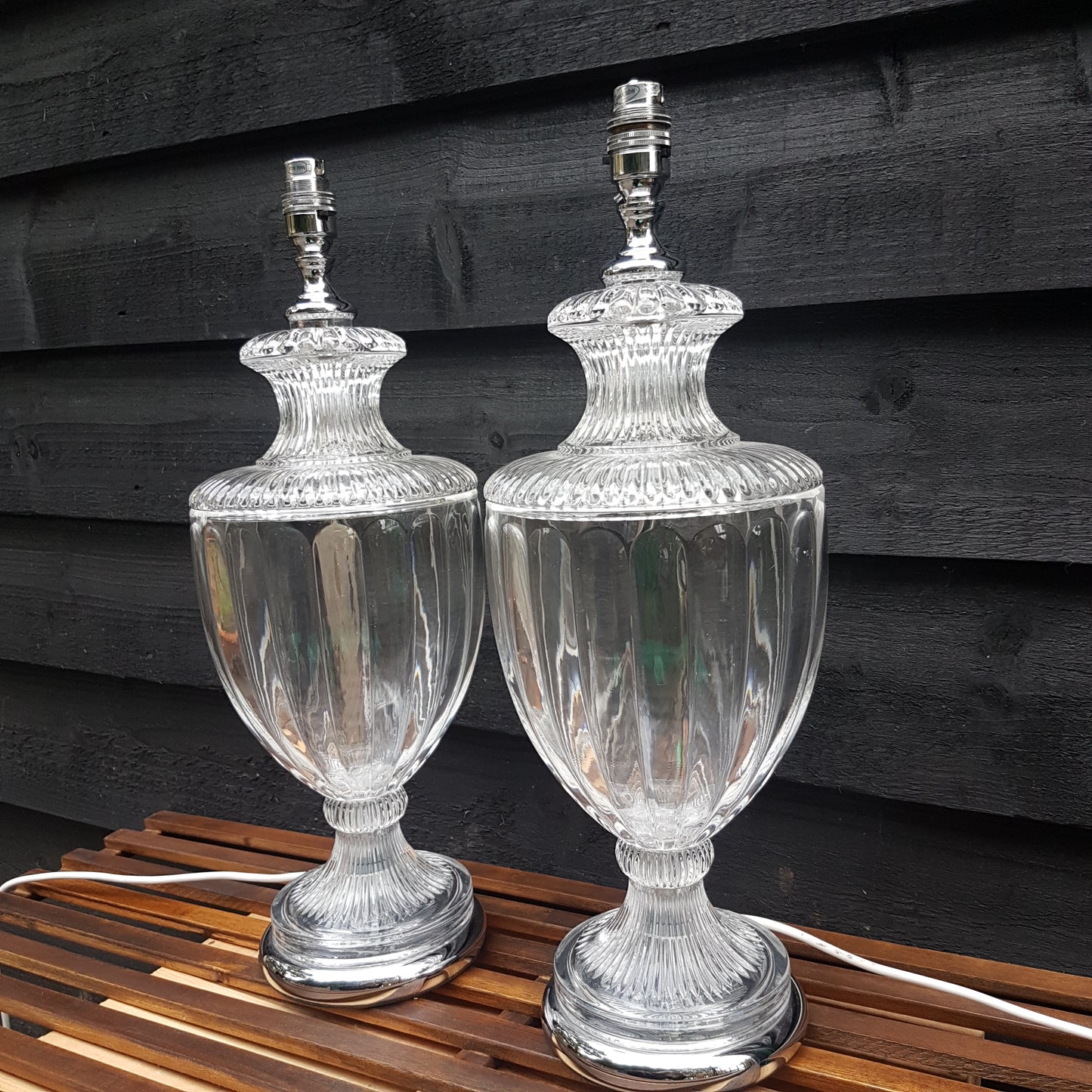 A Pair of Christopher Wray Neoclassical Crystal Baluster Glass Table Lamps