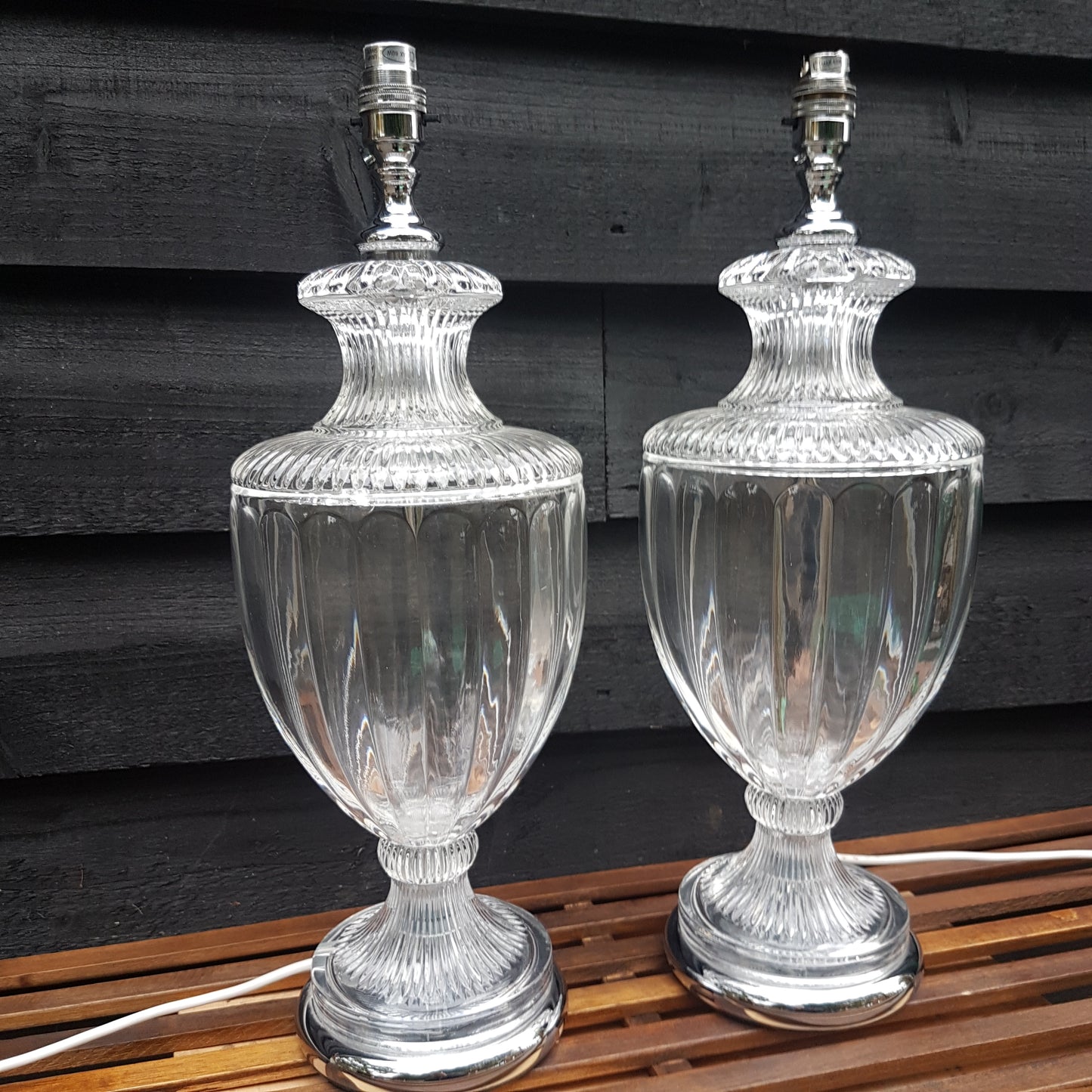 A Pair of Christopher Wray Neoclassical Crystal Baluster Glass Table Lamps