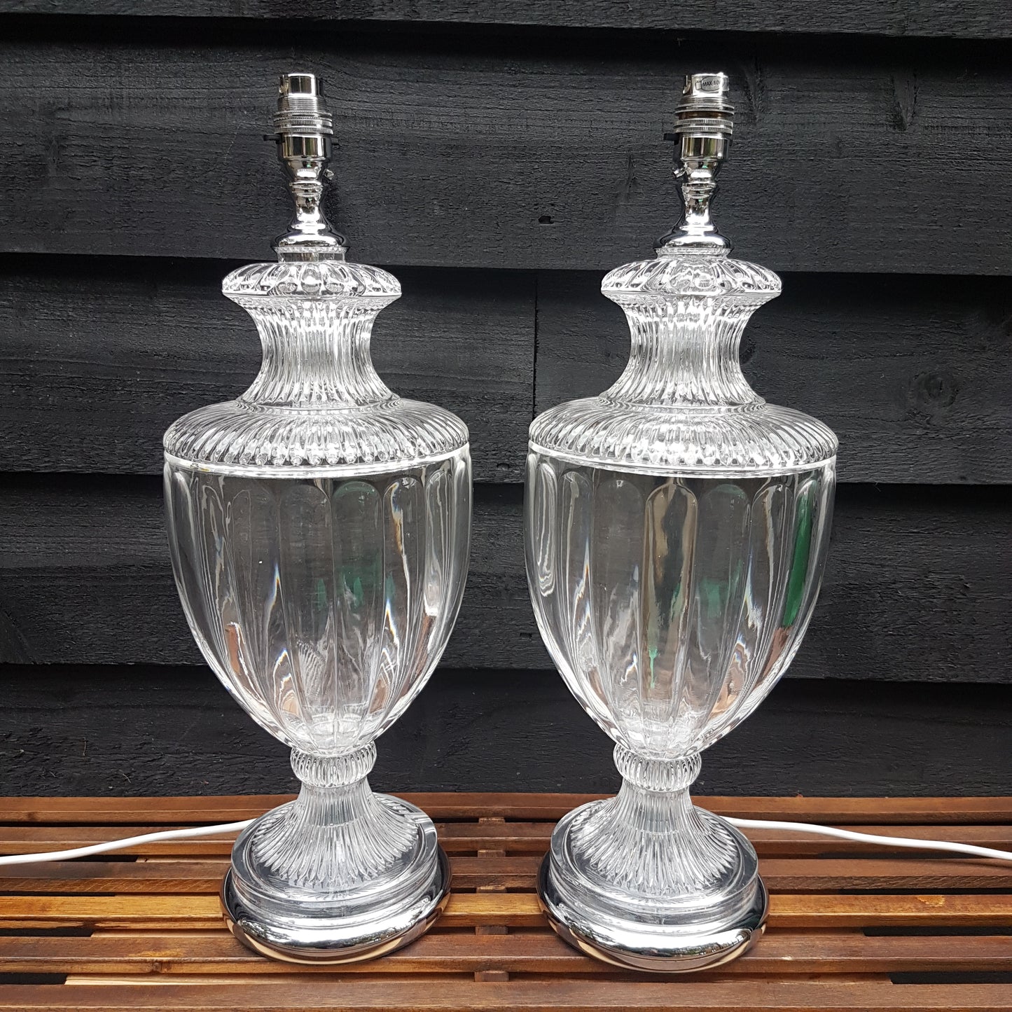 A Pair of Christopher Wray Neoclassical Crystal Baluster Glass Table Lamps