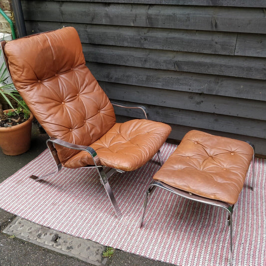 1970's Erling Revheim "Relax" Norwegian Armchair & Ottoman