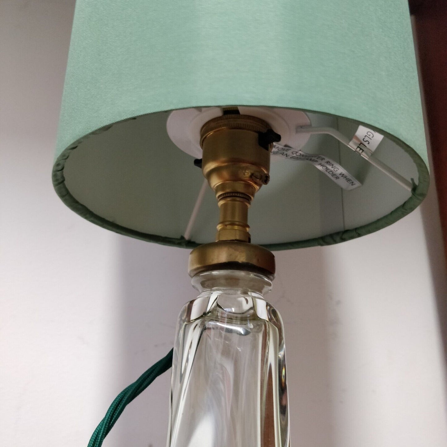 Cristallerie Val St Lambert Belgian Glass Table Lamp Chartreuse