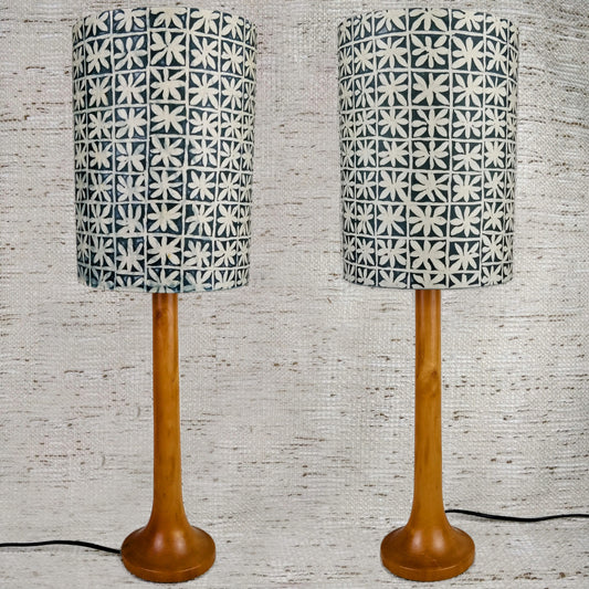 Pair of Italian Fruitwood Turned Table Lamps