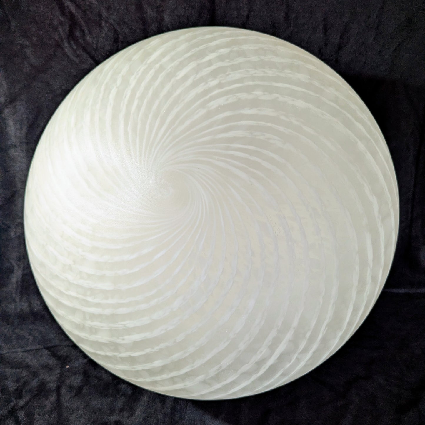 An Italian white Murano glass  Domed Ceiling Light  on a black bacgkround