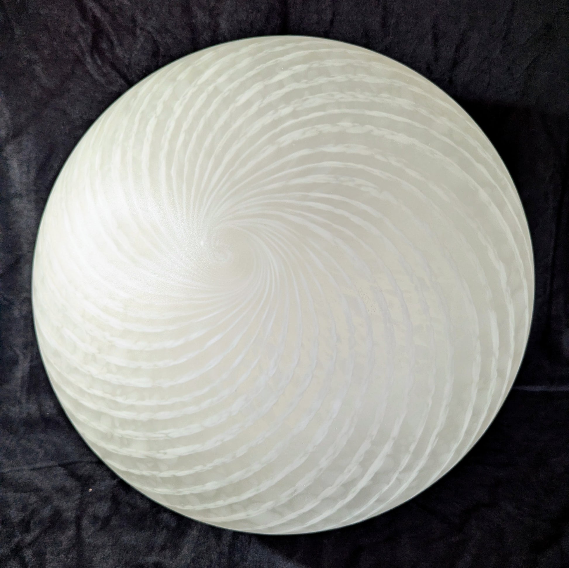 An Italian white Murano glass  Domed Ceiling Light  on a black bacgkround