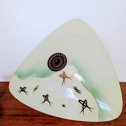 French 1950's Glass Ceiling Light Art Deco Jade Green