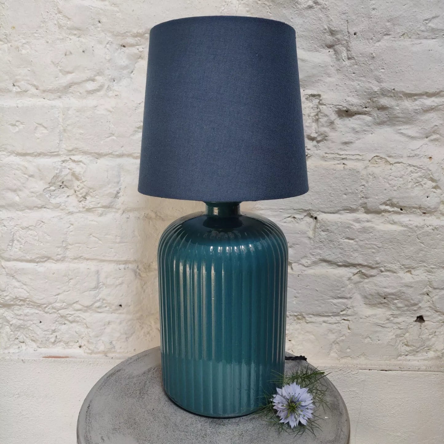 Glass Table Lamp Studio Pottery Teal 30cm High