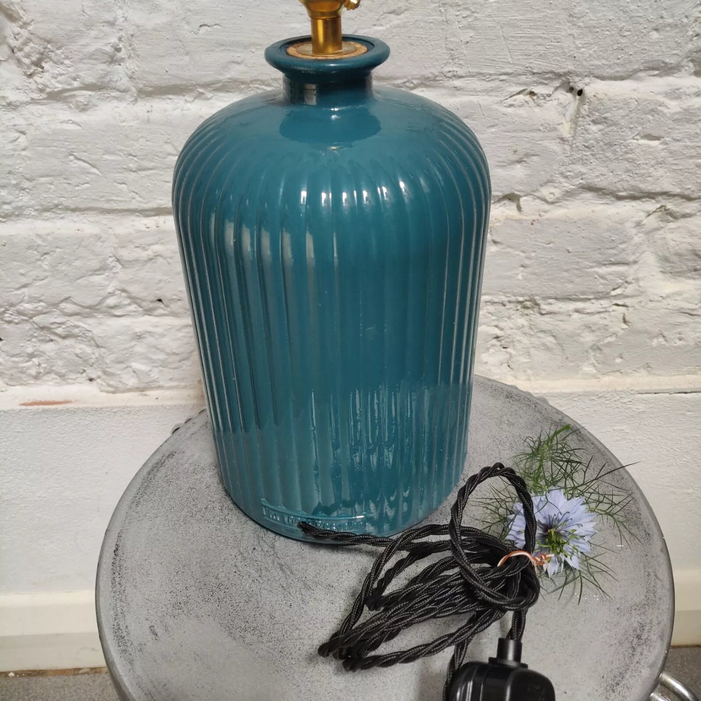 Glass Table Lamp Studio Pottery Teal 30cm High