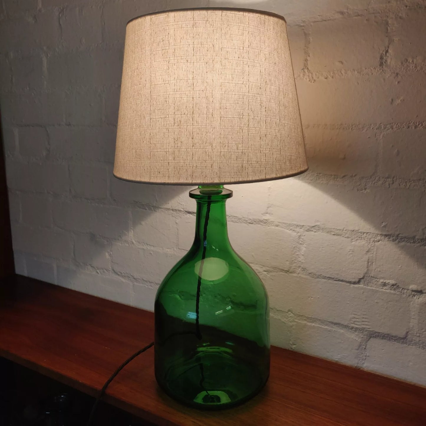 Green Glass Carboy Table Lamp