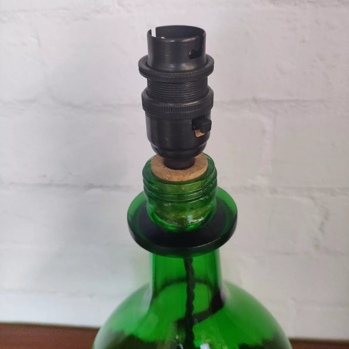 Green Glass Carboy Table Lamp