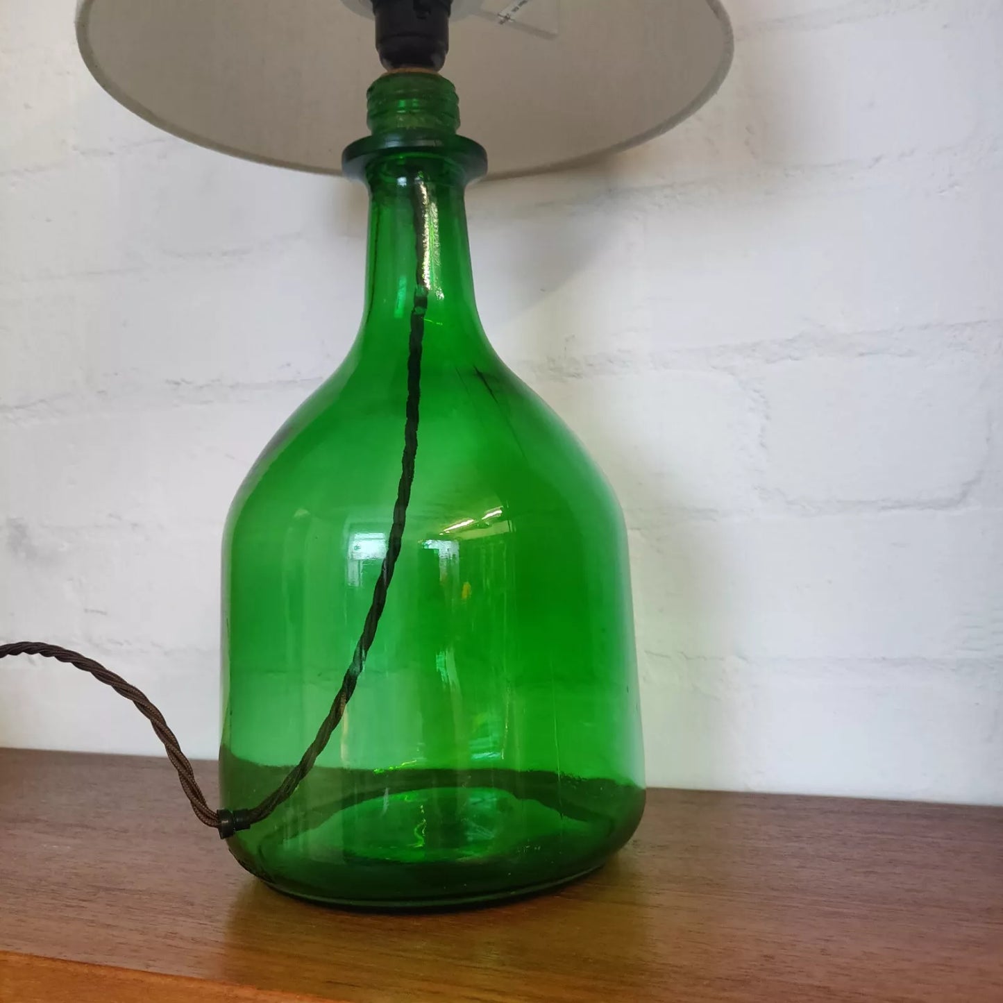 Green Glass Carboy Table Lamp