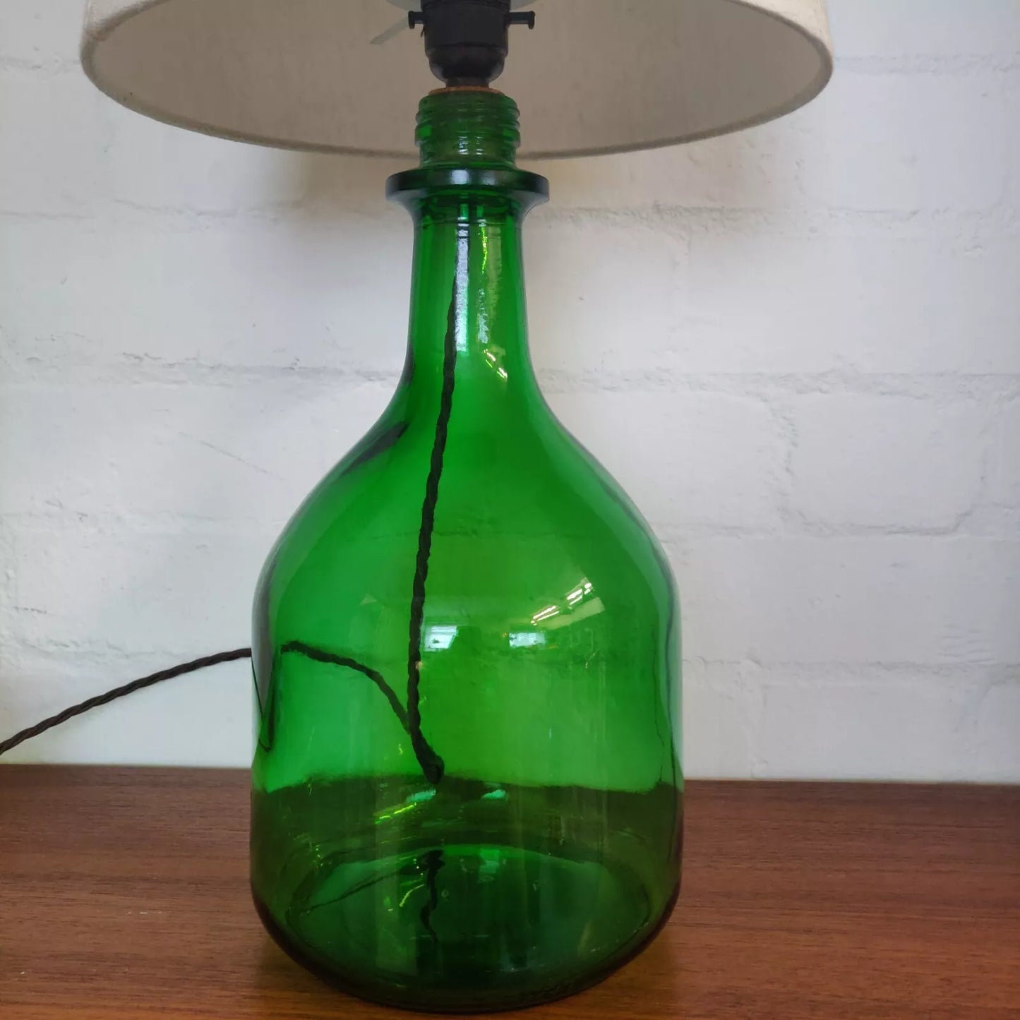 Green Glass Carboy Table Lamp