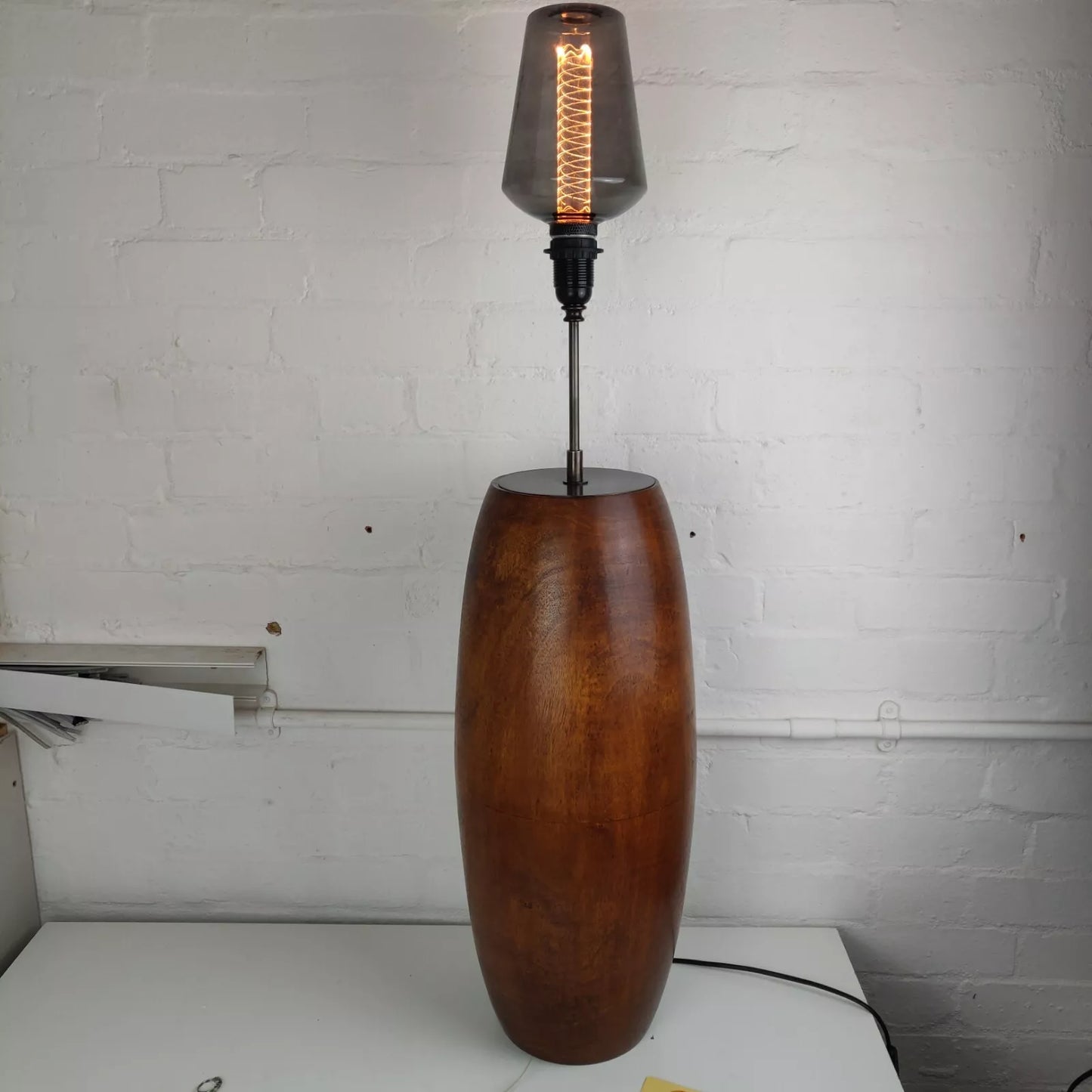 African Hardwood Conga Contemporary Floor or Table Lamp