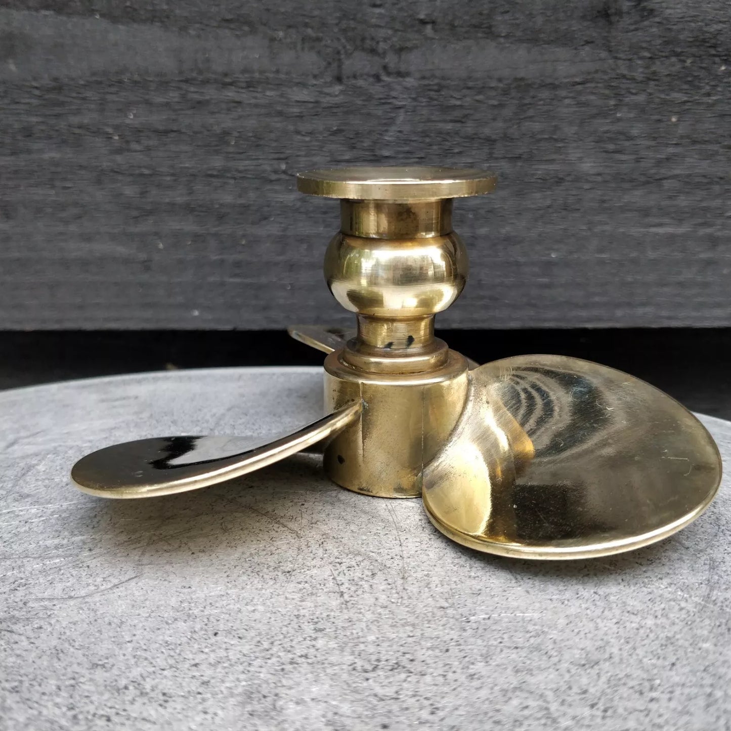 Pair Of Brass Nautical Propeller CandleStick Holders