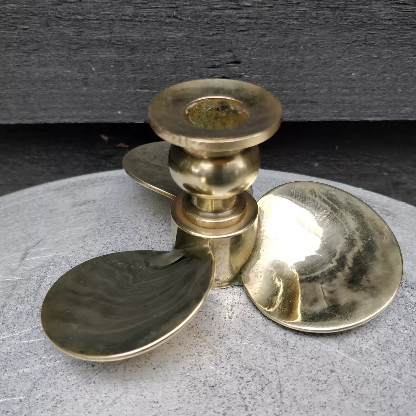 Pair Of Brass Nautical Propeller CandleStick Holders