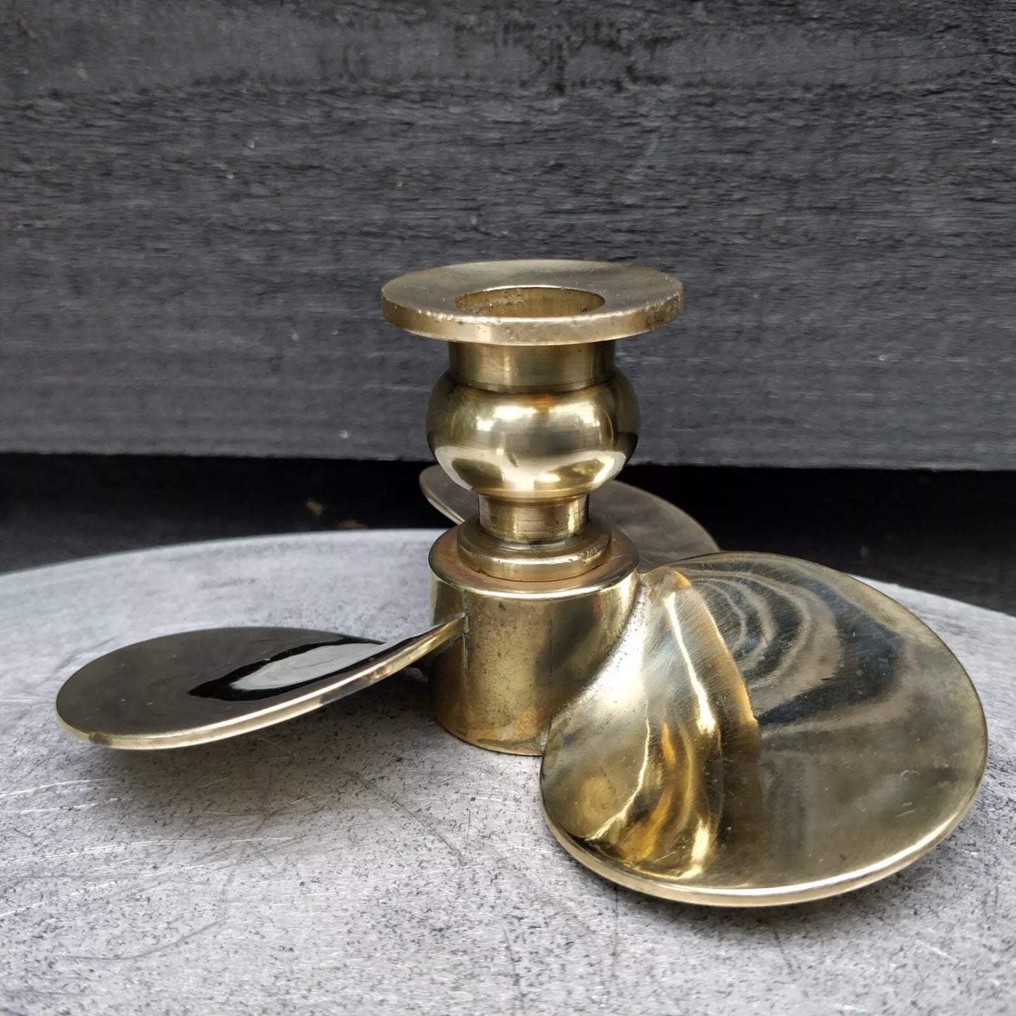 Pair Of Brass Nautical Propeller CandleStick Holders